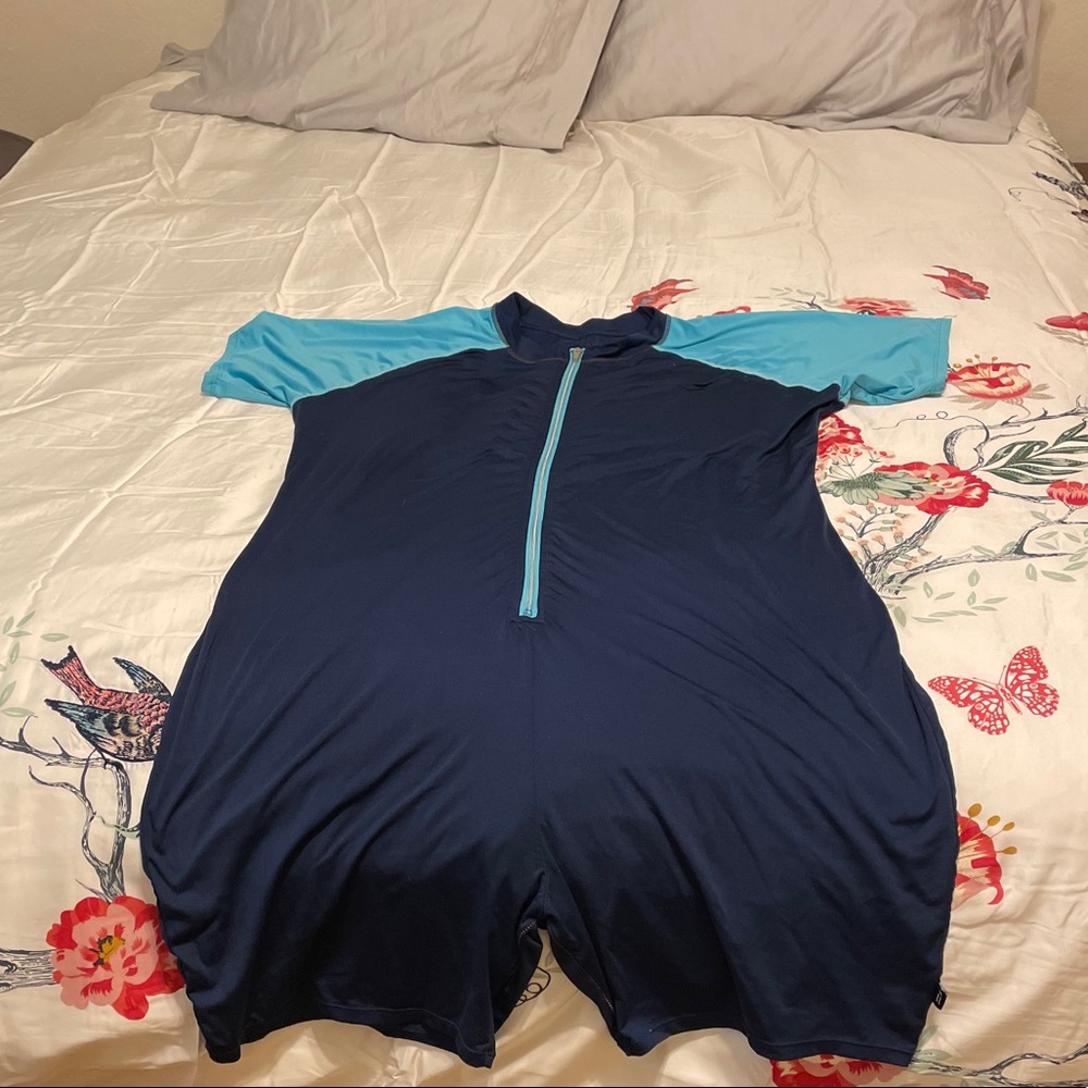 Two tone blue tomboy x 3x modest swimsuit